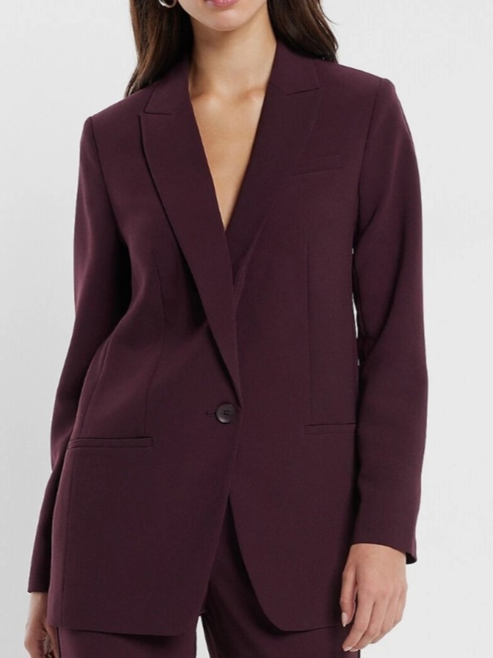 Express Women's Single-Button Blazer Jacket in Deep Plum, SZ S, EUC